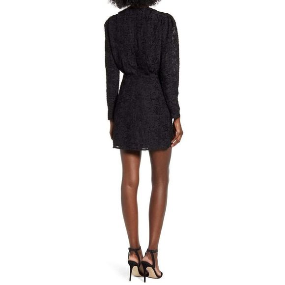 Wayf Rae Black Puff Long Sleeve Ruched Mini Dress size Large - Picture 2 of 14